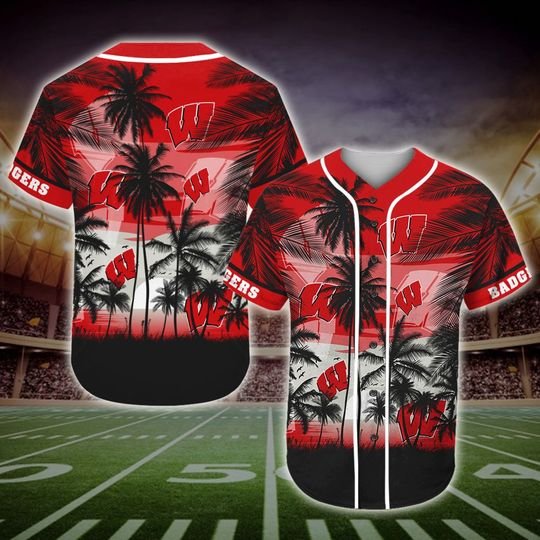 Wisconsin Badger Tropical Baseball Jersey Wisconsin Badger Tropical Baseball Jersey