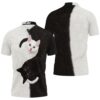Yin Yang Black White Cat For Cat Lover 3D Hoodie Polo Shirt - 711c821428e9