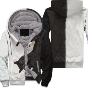 Yin Yang Black White Cat For Cat Lover 3D Hoodie Unisex Fleece Hoodie - a052e48e4fe4
