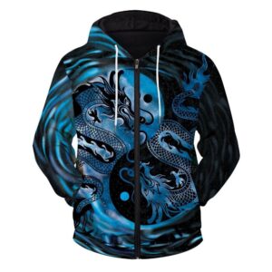 Yin Yang Zealous Dragon Unisex Zipped 3D Hoodie For Men For Women All Over Printed Hoodie - 90217f226022