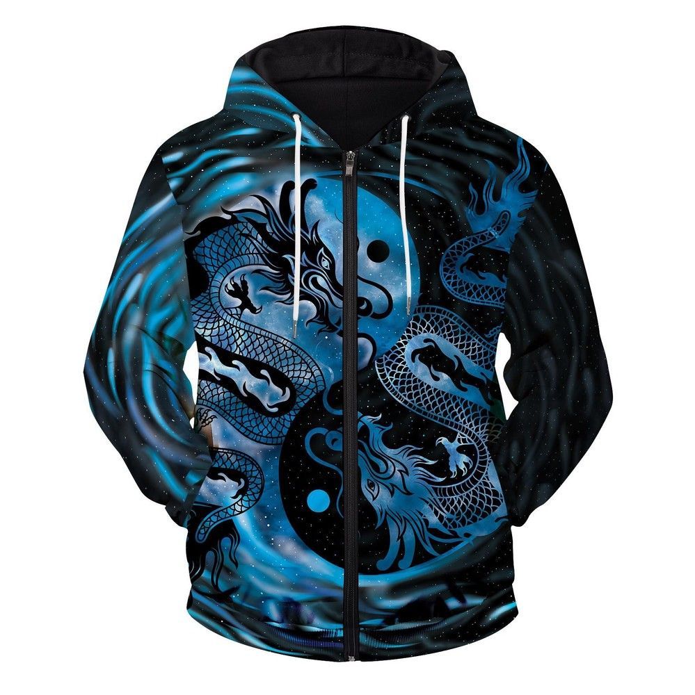 Yin Yang Zealous Dragon Unisex Zipped 3D Hoodie For Men For Women All Over Printed Hoodie - 90217f226022 Yin Yang Zealous Dragon Unisex Zipped 3D Hoodie For Men For Women All Over Printed Hoodie - 90217f226022