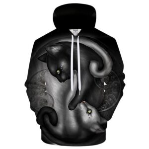 Ying Yang Cat Sweatshirt 3D Hoodie For Men Women All Over 3D Printed Hoodie Pullover - 6e085703ea51