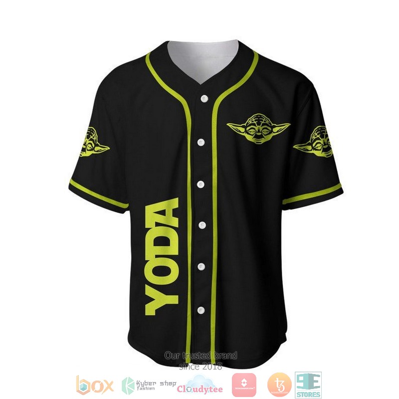 Yoda Star Wars Floating Black Baseball Jersey Yoda Star Wars Floating Black Baseball Jersey